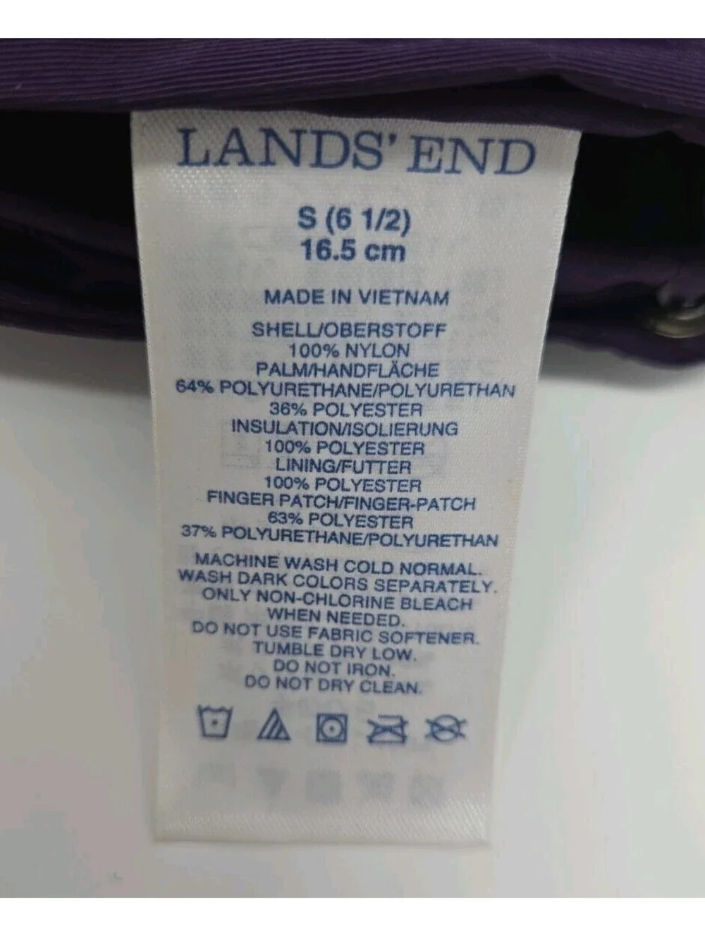 Lands End Eggplant Purple Ski Mittens Gloves Pockets Women's Small